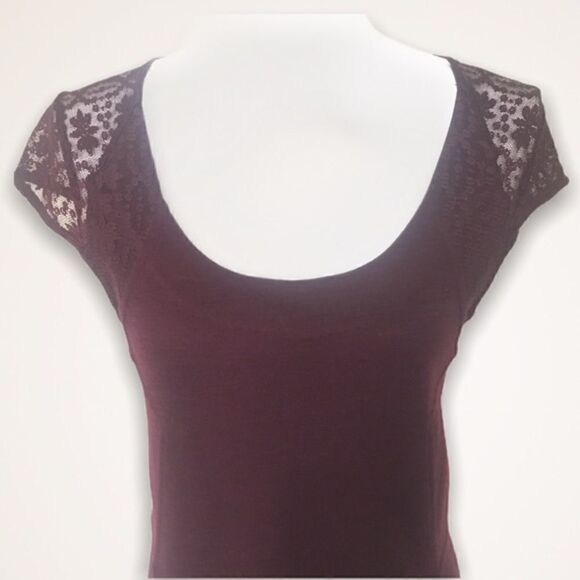 Anthropologie Deletta Lace Burgundy Dress - Picture 3 of 8